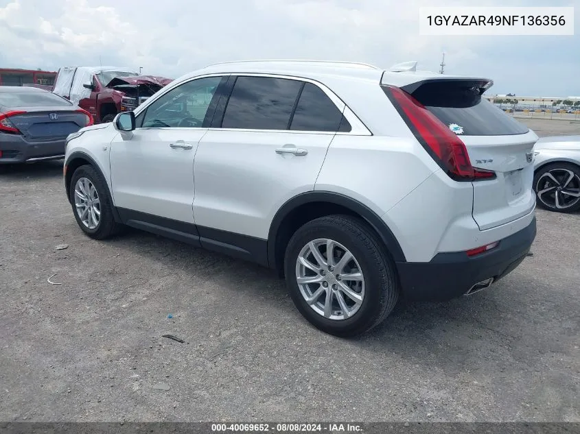 2022 Cadillac Xt4 Fwd Luxury VIN: 1GYAZAR49NF136356 Lot: 40069652