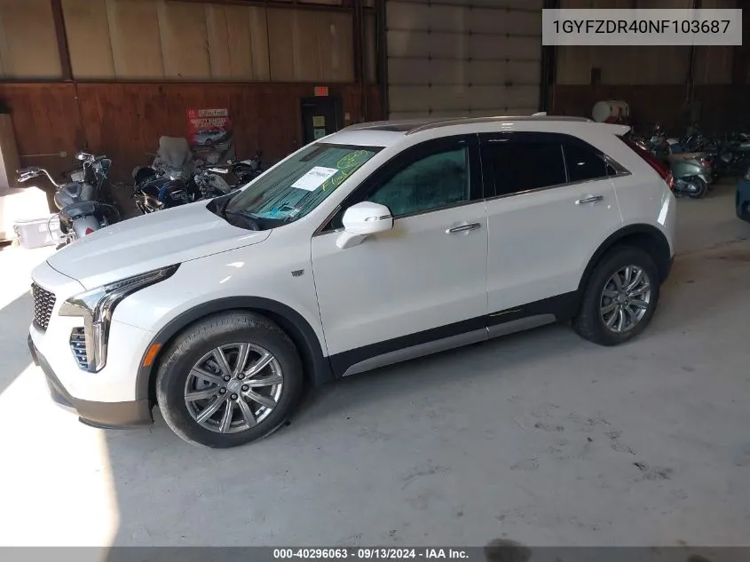 2022 Cadillac Xt4 Awd Premium Luxury VIN: 1GYFZDR40NF103687 Lot: 40296063