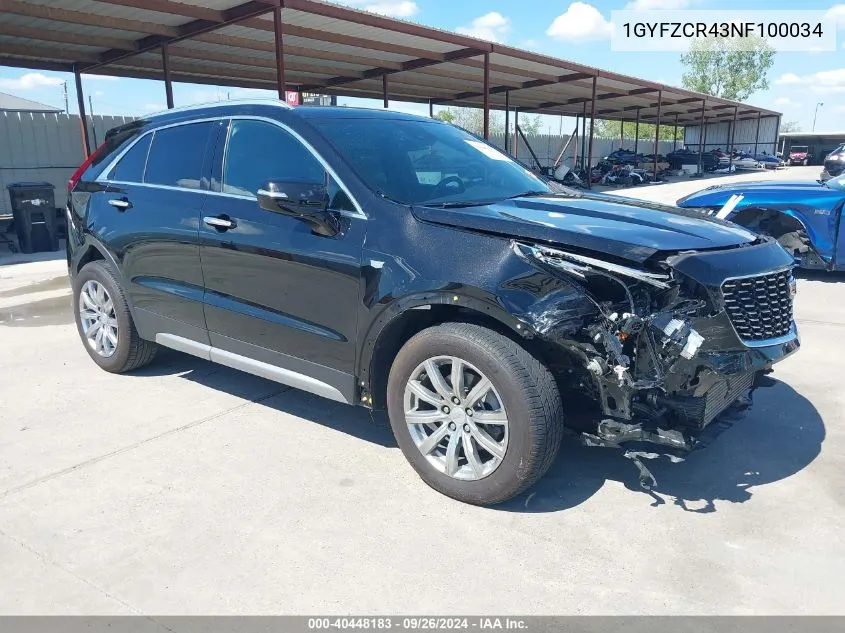 2022 Cadillac Xt4 Fwd Premium Luxury VIN: 1GYFZCR43NF100034 Lot: 40448183