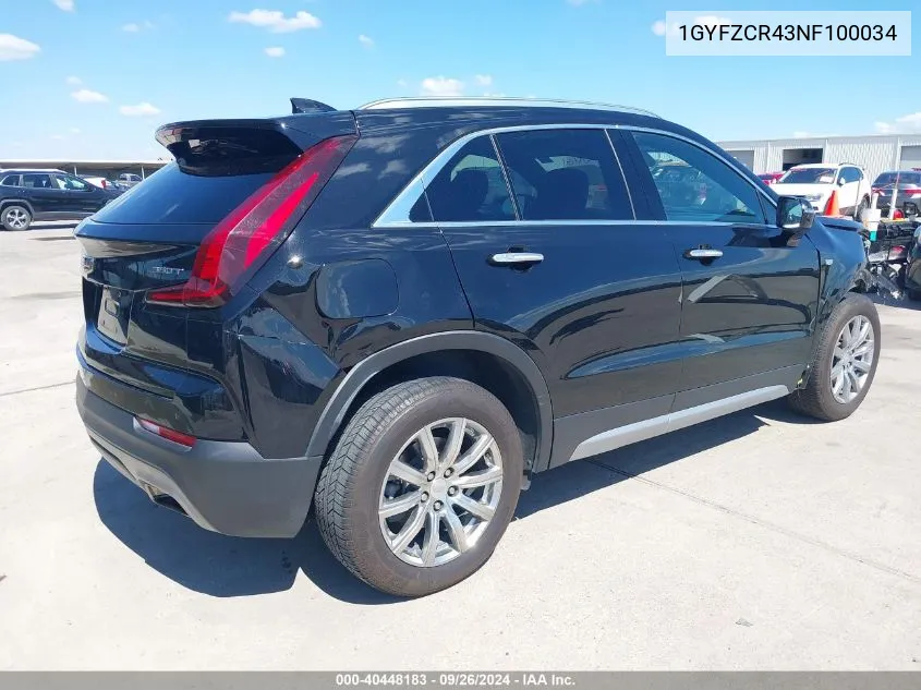 2022 Cadillac Xt4 Fwd Premium Luxury VIN: 1GYFZCR43NF100034 Lot: 40448183