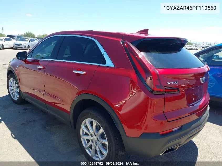 2023 Cadillac Xt4 Fwd Luxury VIN: 1GYAZAR46PF110560 Lot: 40245752