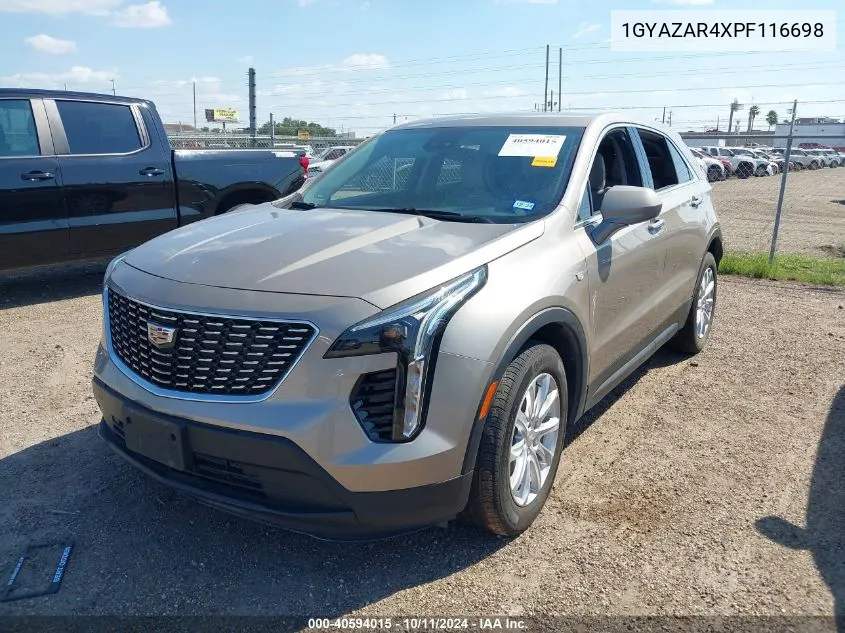 2023 Cadillac Xt4 Fwd Luxury VIN: 1GYAZAR4XPF116698 Lot: 40594015