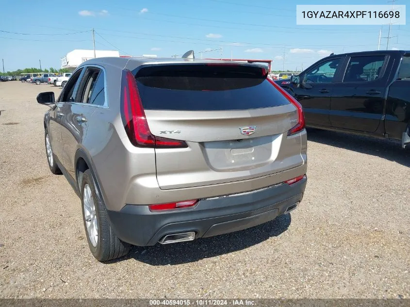 2023 Cadillac Xt4 Fwd Luxury VIN: 1GYAZAR4XPF116698 Lot: 40594015