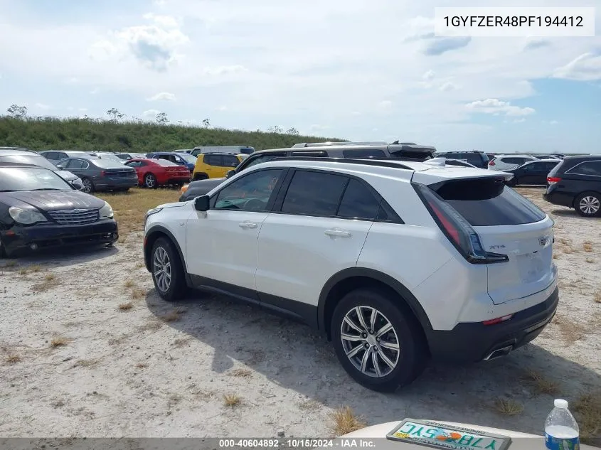 2023 Cadillac Xt4 Fwd Sport VIN: 1GYFZER48PF194412 Lot: 40604892