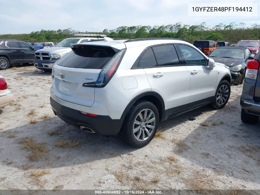 2023 Cadillac Xt4 Fwd Sport VIN: 1GYFZER48PF194412 Lot: 40604892