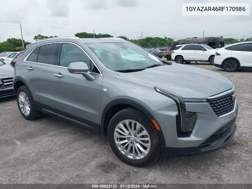 2024 Cadillac Xt4 Fwd Luxury VIN: 1GYAZAR46RF170986 Lot: 39822132