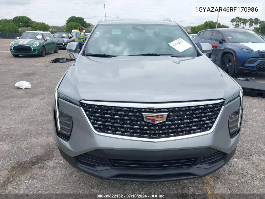 2024 Cadillac Xt4 Fwd Luxury VIN: 1GYAZAR46RF170986 Lot: 39822132