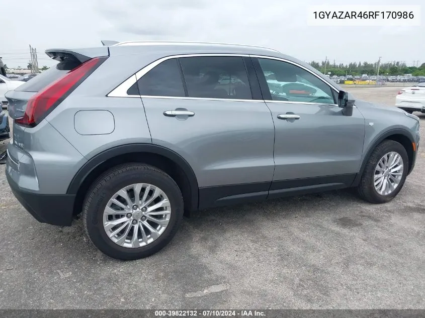 2024 Cadillac Xt4 Fwd Luxury VIN: 1GYAZAR46RF170986 Lot: 39822132