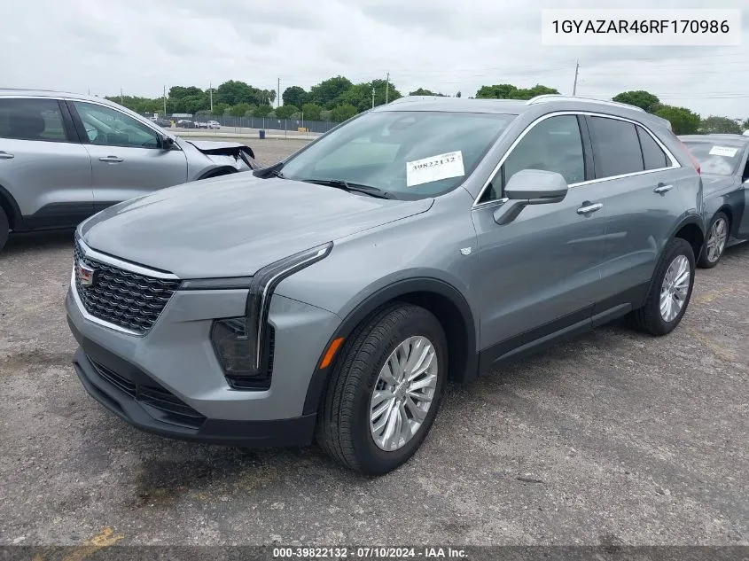 2024 Cadillac Xt4 Fwd Luxury VIN: 1GYAZAR46RF170986 Lot: 39822132