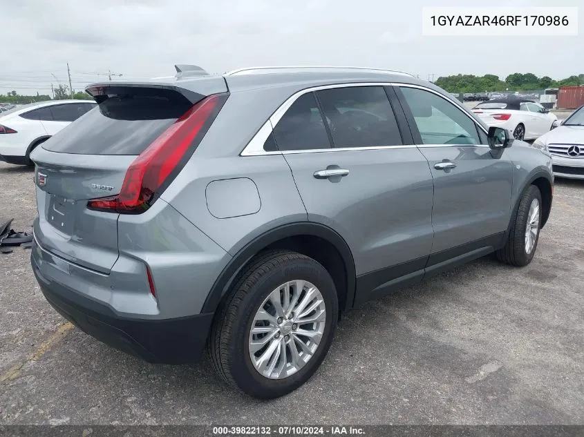 2024 Cadillac Xt4 Fwd Luxury VIN: 1GYAZAR46RF170986 Lot: 39822132