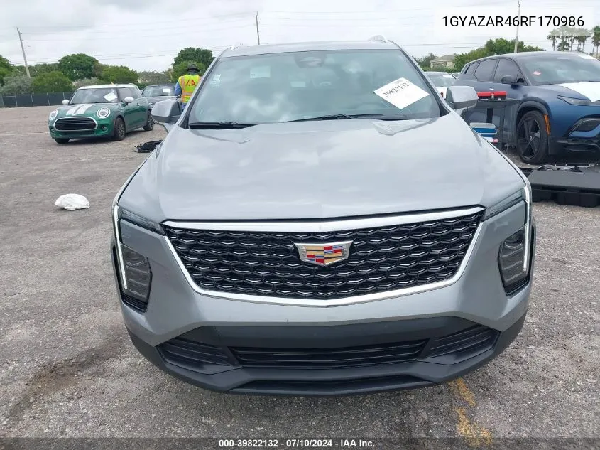 2024 Cadillac Xt4 Fwd Luxury VIN: 1GYAZAR46RF170986 Lot: 39822132