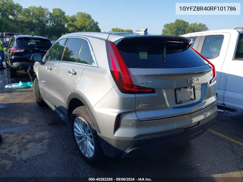 2024 Cadillac Xt4 Awd Luxury VIN: 1GYFZBR40RF101786 Lot: 40262288