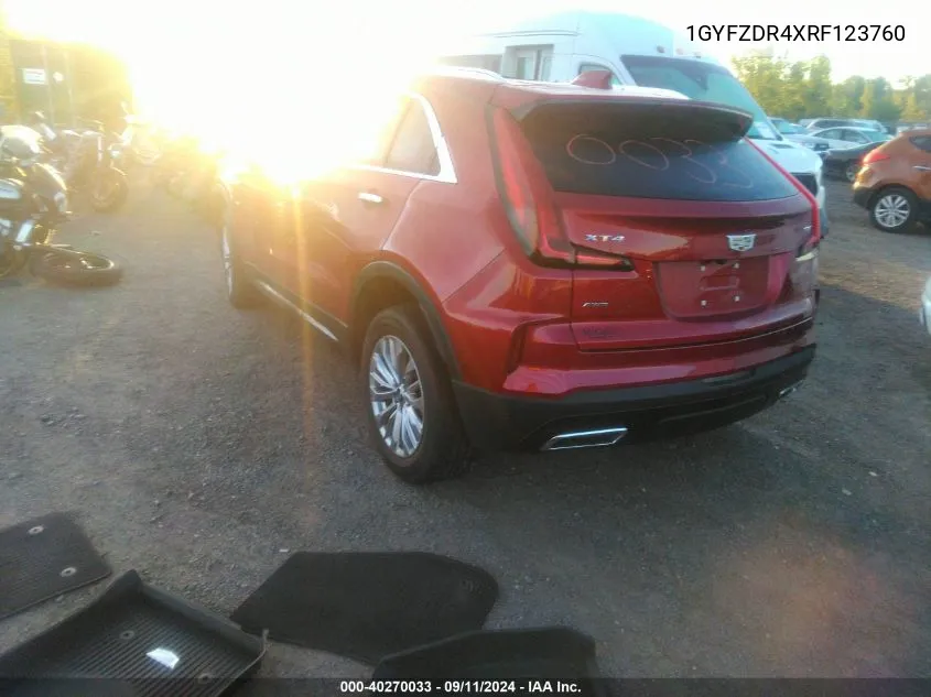 1GYFZDR4XRF123760 2024 Cadillac Xt4 Premium Luxury