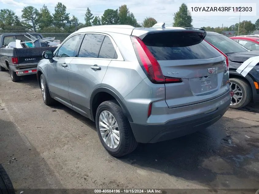 2024 Cadillac Xt4 Fwd Luxury VIN: 1GYAZAR43RF112303 Lot: 40584196