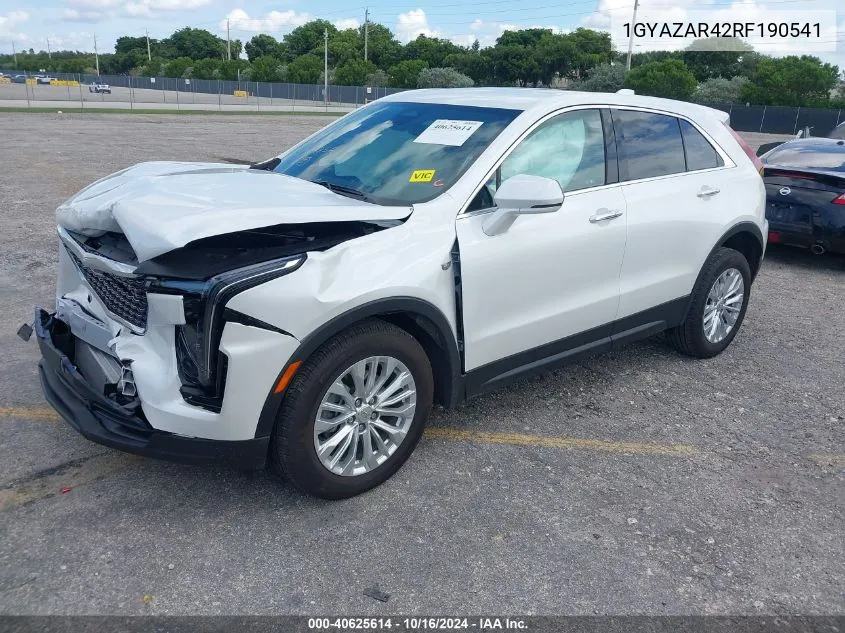 2024 Cadillac Xt4 Fwd Luxury VIN: 1GYAZAR42RF190541 Lot: 40625614