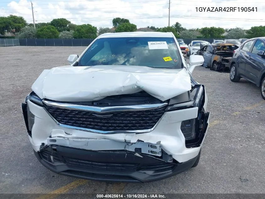 2024 Cadillac Xt4 Fwd Luxury VIN: 1GYAZAR42RF190541 Lot: 40625614