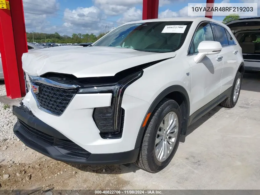 2024 Cadillac Xt4 Fwd Luxury VIN: 1GYAZAR48RF219203 Lot: 40822706