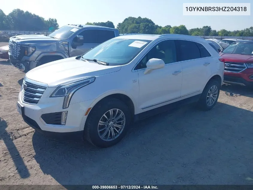 2017 Cadillac Xt5 Luxury VIN: 1GYKNBRS3HZ204318 Lot: 39806653