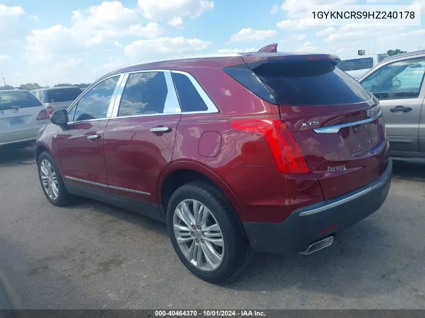 2017 Cadillac Xt5 Premium Luxury VIN: 1GYKNCRS9HZ240178 Lot: 40464370