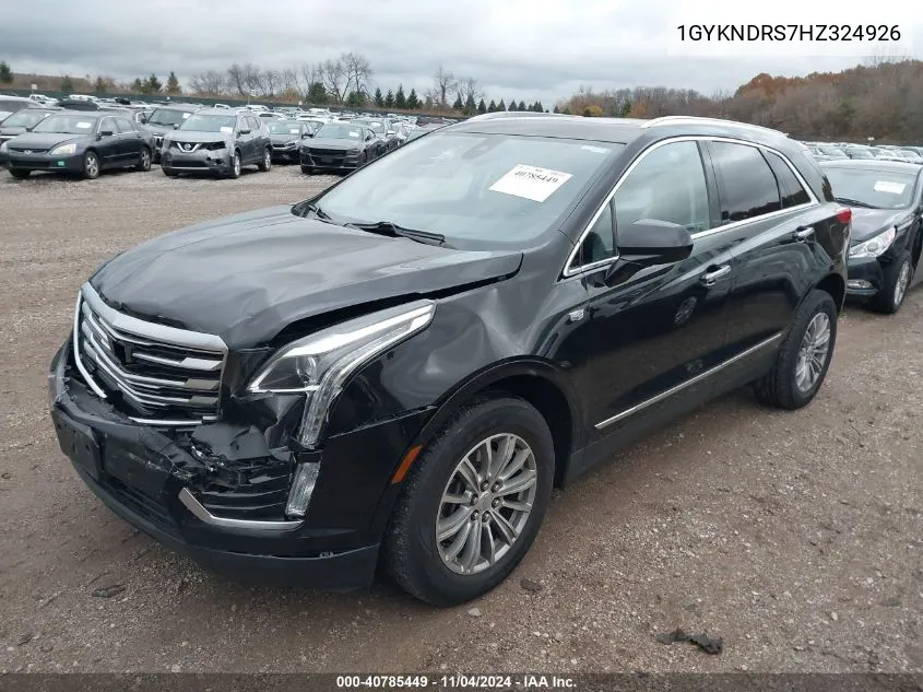 2017 Cadillac Xt5 Luxury VIN: 1GYKNDRS7HZ324926 Lot: 40785449