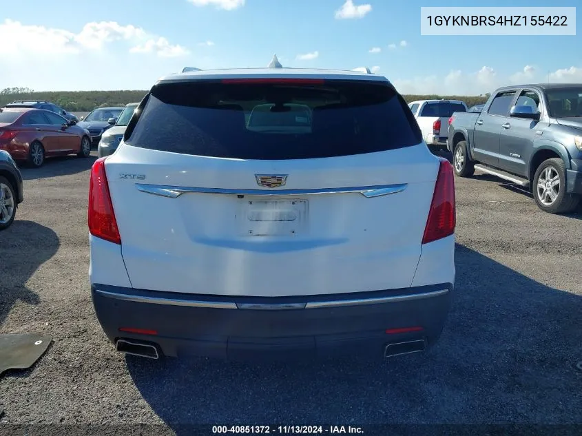 2017 Cadillac Xt5 Luxury VIN: 1GYKNBRS4HZ155422 Lot: 40851372