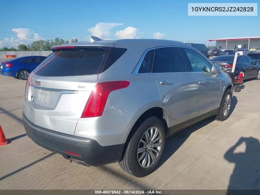 2018 Cadillac Xt5 Luxury VIN: 1GYKNCRS2JZ242828 Lot: 40076942