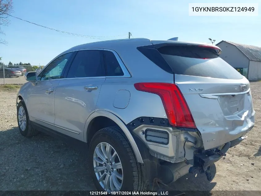 2019 Cadillac Xt5 VIN: 1GYKNBRS0KZ124949 Lot: 12121549