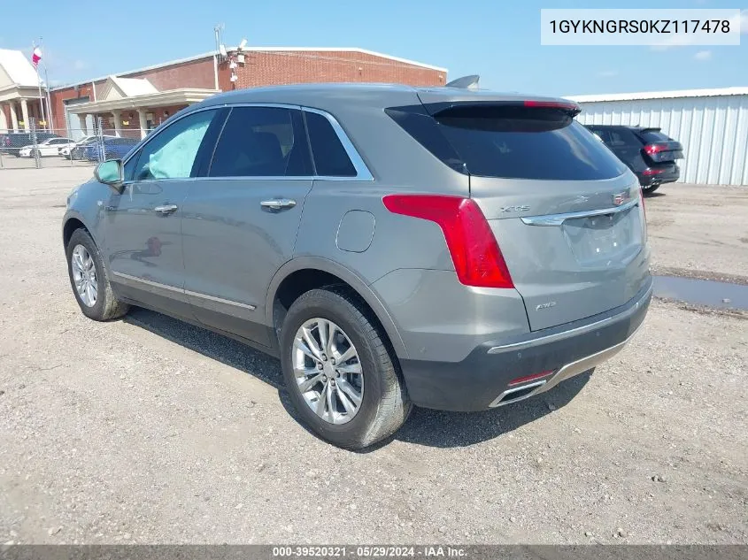 1GYKNGRS0KZ117478 2019 Cadillac Xt5 Platinum