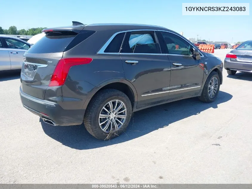 2019 Cadillac Xt5 Luxury VIN: 1GYKNCRS3KZ243083 Lot: 39520543