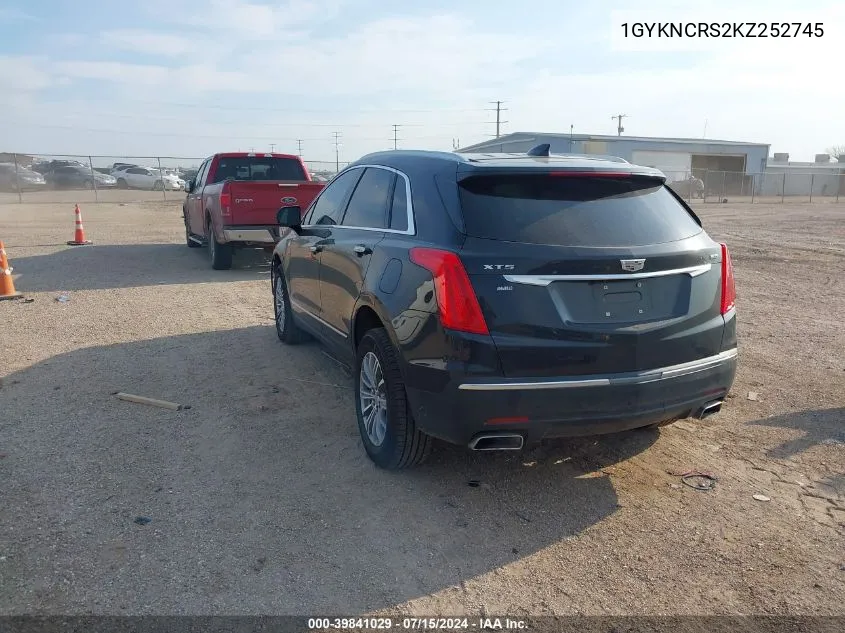 2019 Cadillac Xt5 Luxury VIN: 1GYKNCRS2KZ252745 Lot: 39841029