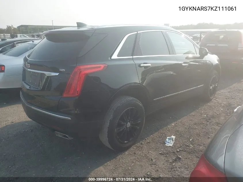 2019 Cadillac Xt5 Standard VIN: 1GYKNARS7KZ111061 Lot: 39996724