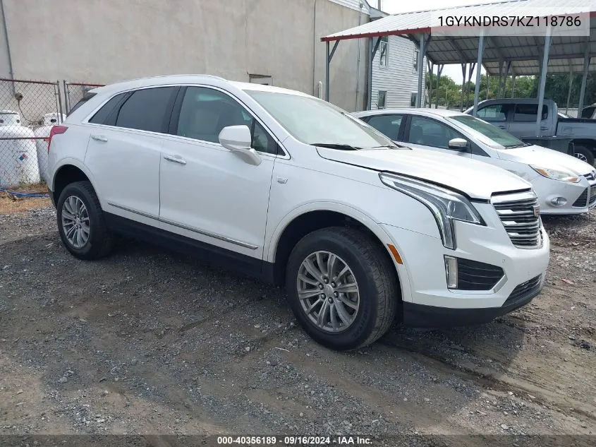 2019 Cadillac Xt5 Luxury VIN: 1GYKNDRS7KZ118786 Lot: 40356189