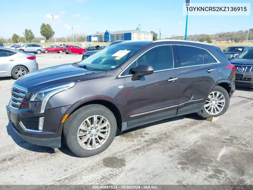 2019 Cadillac Xt5 Luxury VIN: 1GYKNCRS2KZ136915 Lot: 40691523