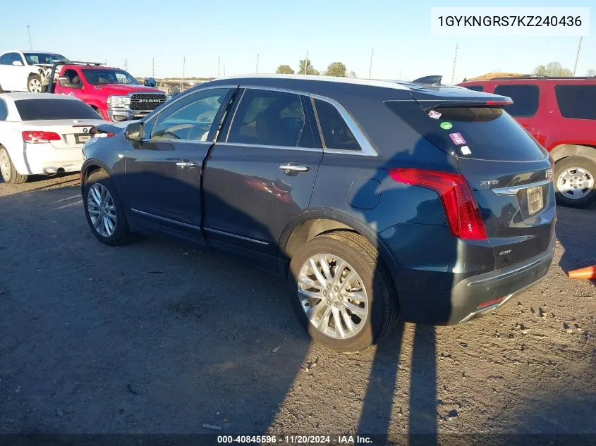 2019 Cadillac Xt5 Platinum VIN: 1GYKNGRS7KZ240436 Lot: 40845596