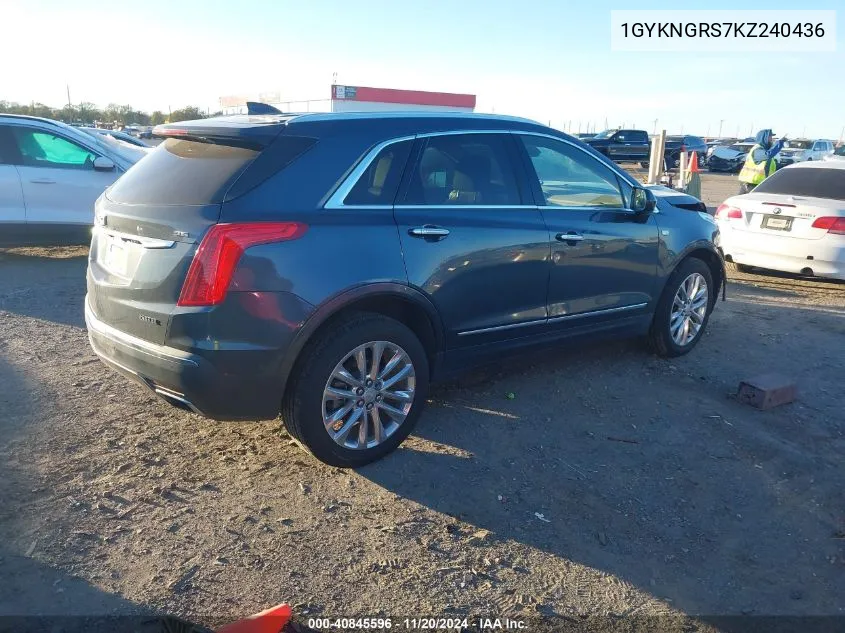 2019 Cadillac Xt5 Platinum VIN: 1GYKNGRS7KZ240436 Lot: 40845596