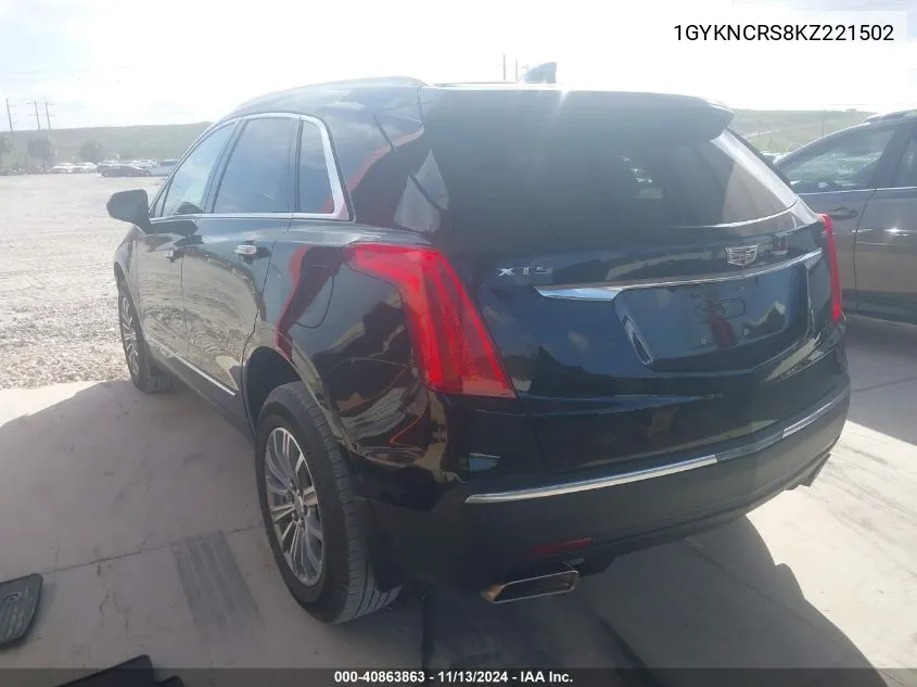 2019 Cadillac Xt5 Luxury VIN: 1GYKNCRS8KZ221502 Lot: 40863863