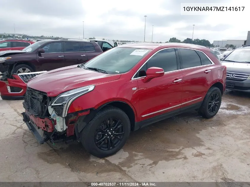 2021 Cadillac Xt5 Fwd Luxury VIN: 1GYKNAR47MZ141617 Lot: 40702537