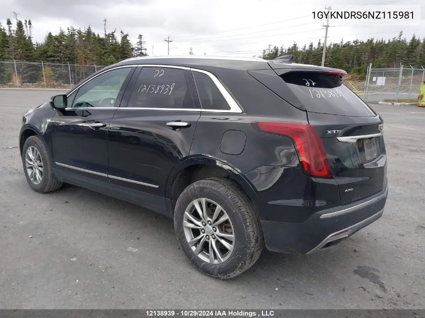 2022 Cadillac Xt5 Premium Luxury VIN: 1GYKNDRS6NZ115981 Lot: 12138939