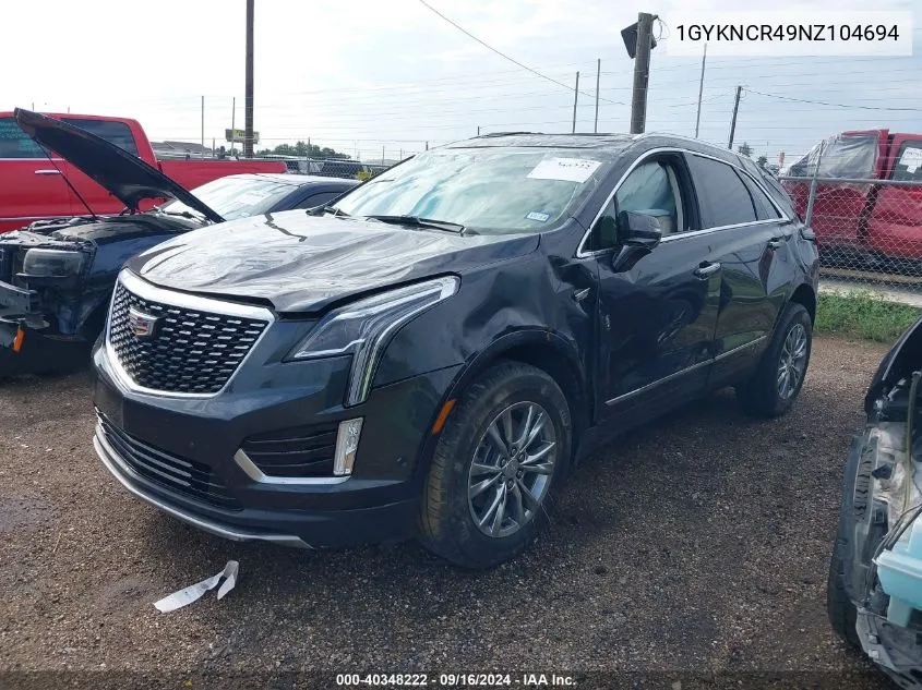 2022 Cadillac Xt5 Fwd Premium Luxury VIN: 1GYKNCR49NZ104694 Lot: 40348222