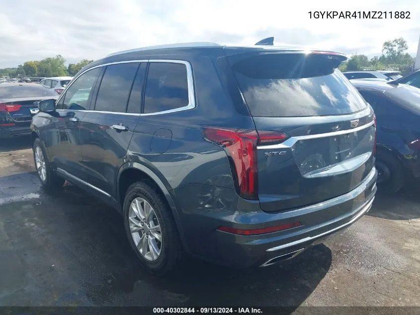 2021 Cadillac Xt6 Fwd Luxury VIN: 1GYKPAR41MZ211882 Lot: 40302844