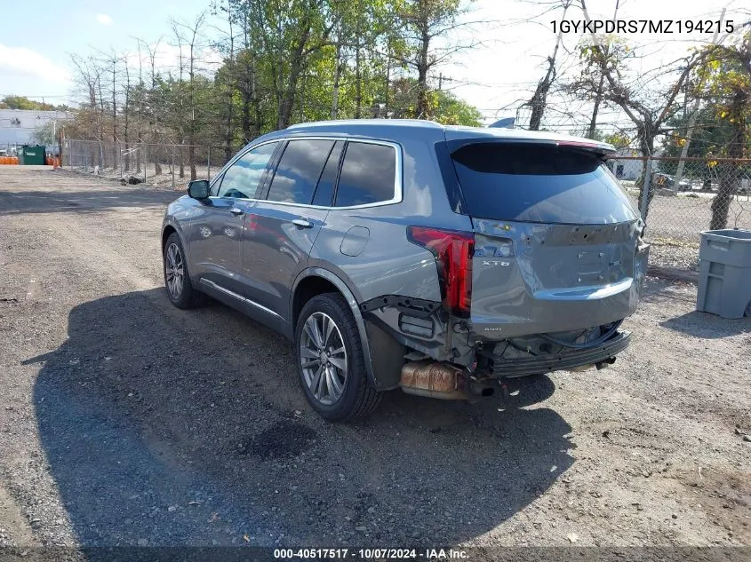 2021 Cadillac Xt6 Premium Luxury VIN: 1GYKPDRS7MZ194215 Lot: 40517517