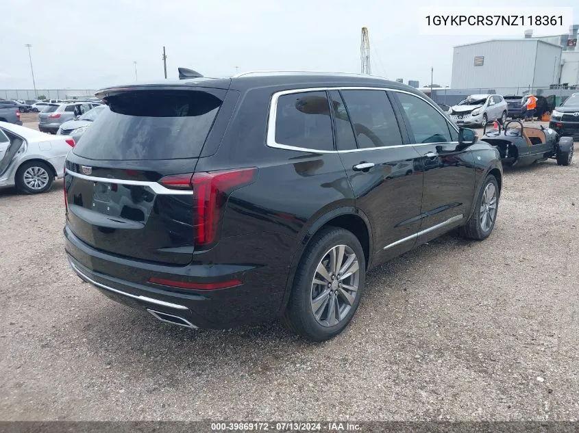 2022 Cadillac Xt6 Fwd Premium Luxury VIN: 1GYKPCRS7NZ118361 Lot: 39869172