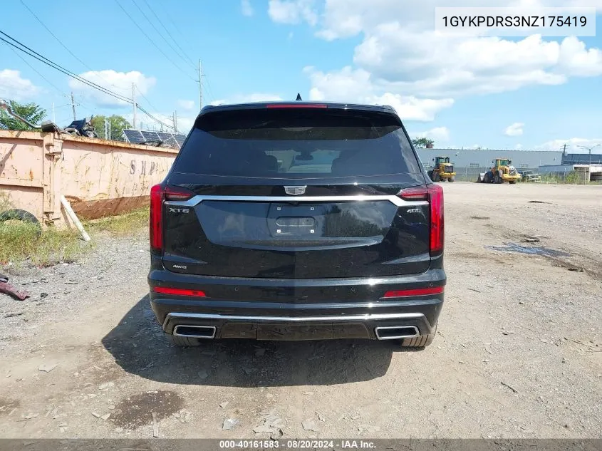 1GYKPDRS3NZ175419 2022 Cadillac Xt6 Awd Premium Luxury