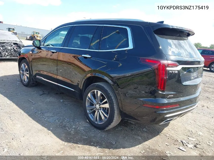 1GYKPDRS3NZ175419 2022 Cadillac Xt6 Awd Premium Luxury