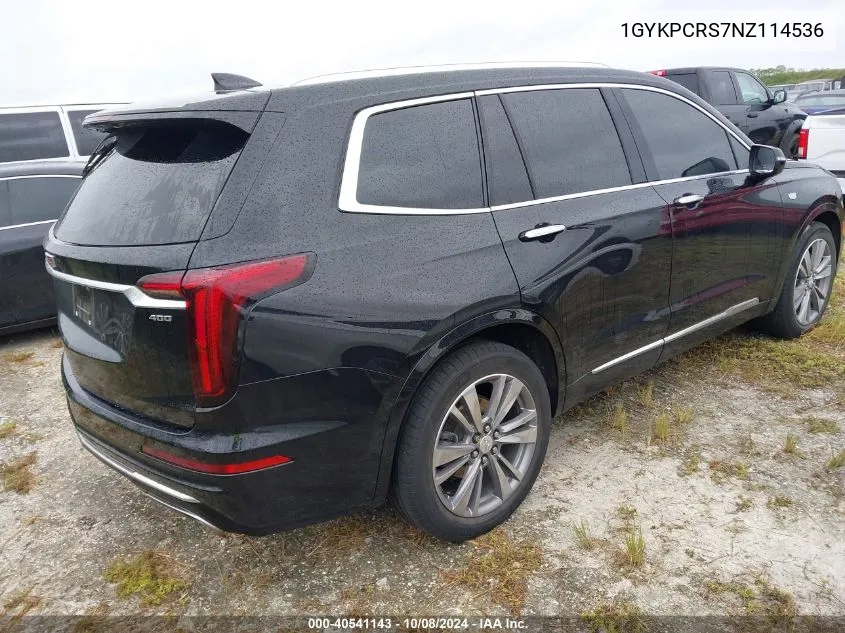 2022 Cadillac Xt6 Premium Luxury VIN: 1GYKPCRS7NZ114536 Lot: 40541143