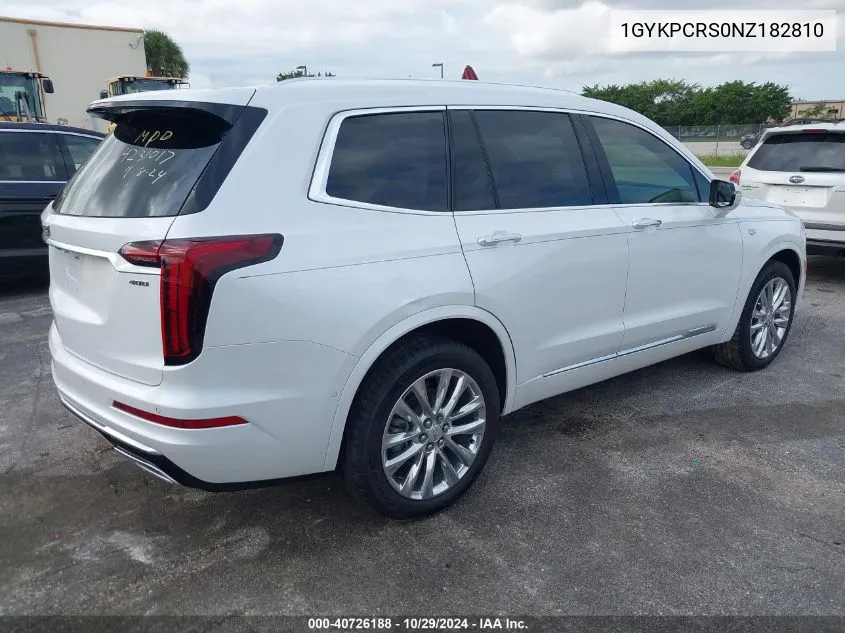 2022 Cadillac Xt6 Premium Luxury VIN: 1GYKPCRS0NZ182810 Lot: 40726188