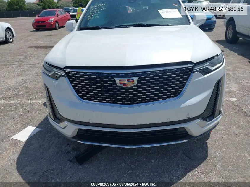 2024 Cadillac Xt6 Fwd Luxury VIN: 1GYKPAR48RZ758056 Lot: 40289706