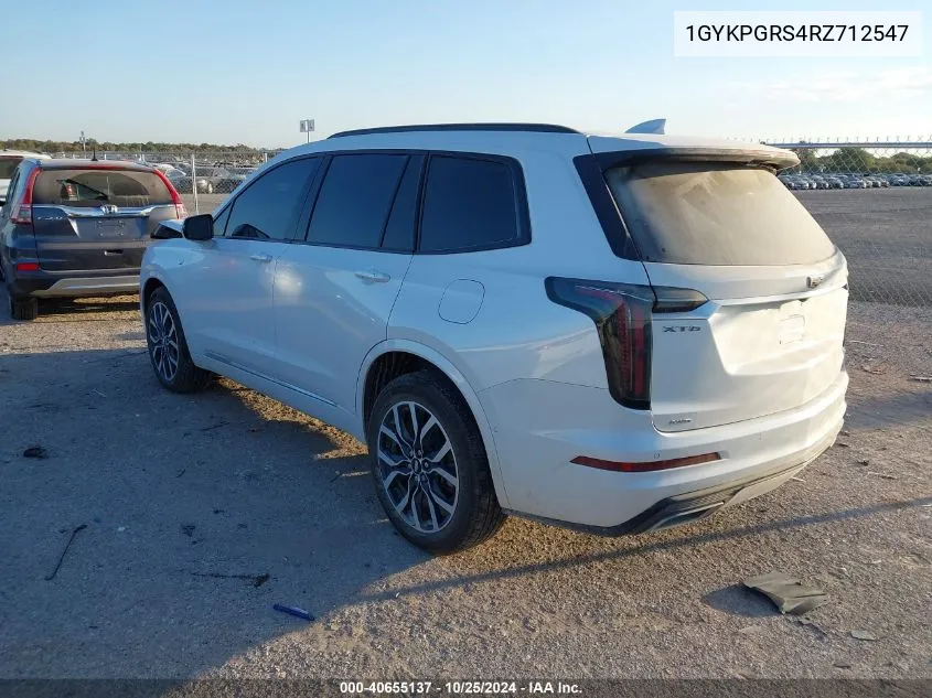 2024 Cadillac Xt6 Sport VIN: 1GYKPGRS4RZ712547 Lot: 40655137