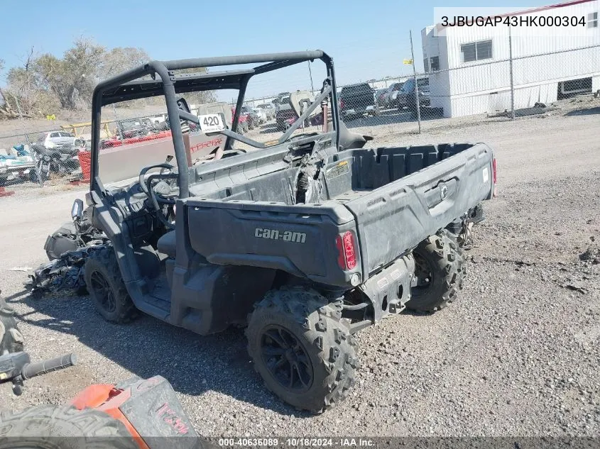 2017 Can-Am Defender Hd10/Hd10 Dps VIN: 3JBUGAP43HK000304 Lot: 40636089