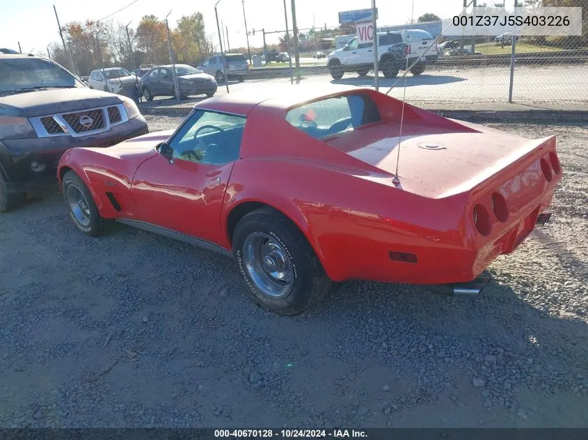 1975 Chevrolet Corvette Z06 VIN: 001Z37J5S403226 Lot: 40670128